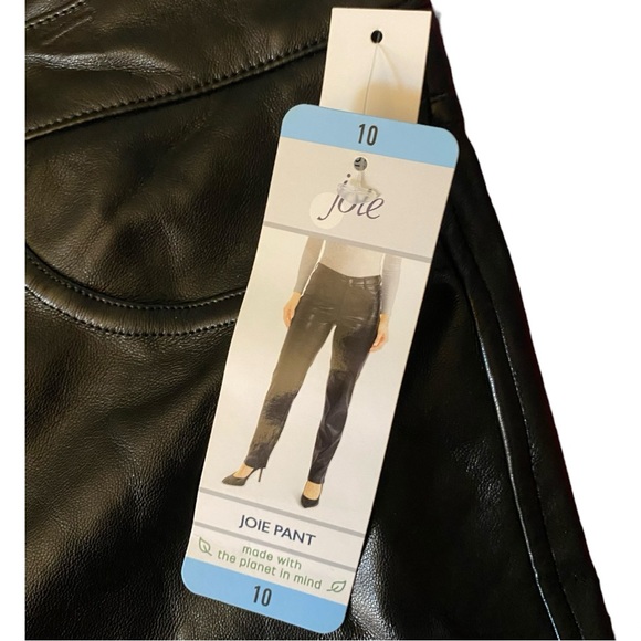 Joie Black Straight Leg Vegan Faux Leather Pants Size 10 NWT - Picture 6 of 13